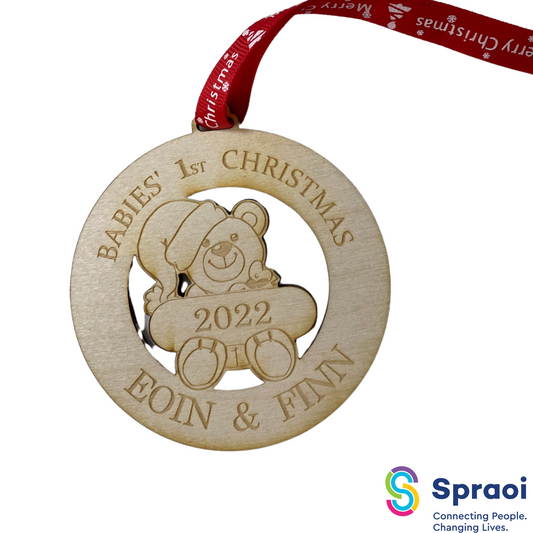 Twin Babies 1st Christmas - Teddy